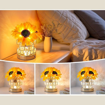 Corinna – Dekorative LED-Sonnenblumen-Tischlampe im Kristall-Design