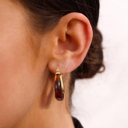 Valerie – Elegante Creolen in Gold und Bernsteinfarbenem Schildpatt-Look