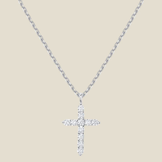 Klara – Elegante Kreuz-Halskette mit funkelnden Zirkonia-Steinen