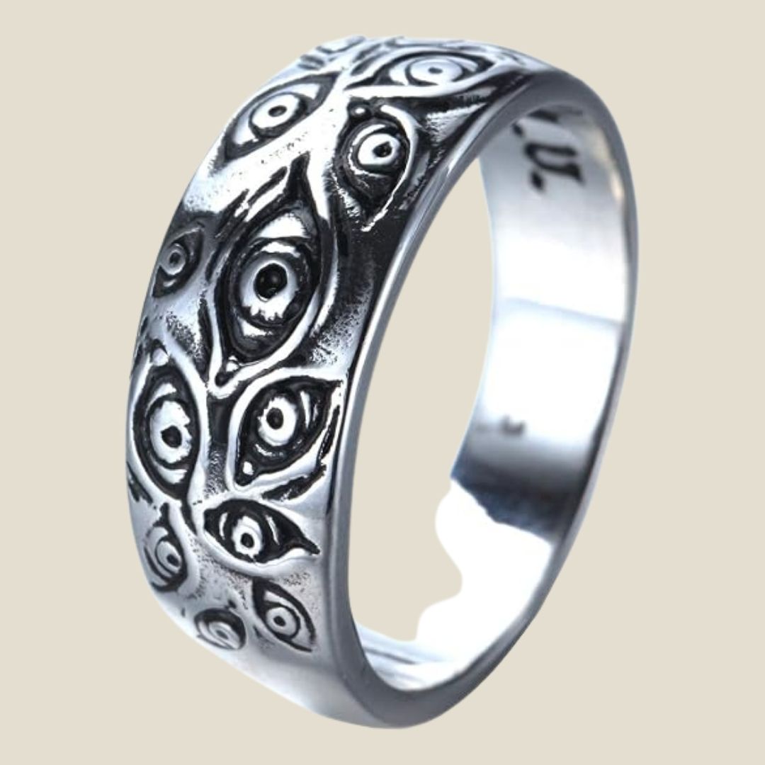 Tristan – Gotischer Bandring mit kunstvollem Augen-Design