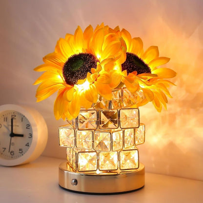 Corinna – Dekorative LED-Sonnenblumen-Tischlampe im Kristall-Design
